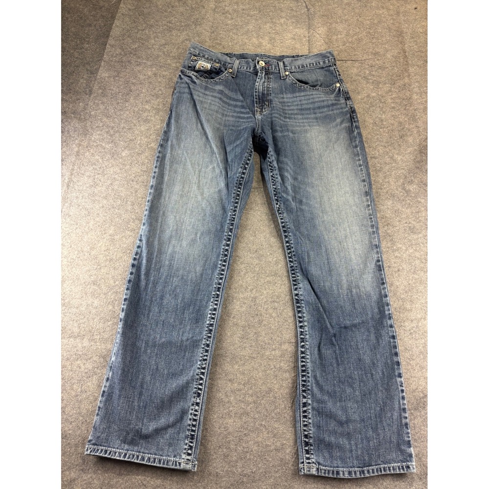 Cinch Ian Slim Fit Jeans Mens 35x34 Medium Wash Denim Straight Leg MB92834045